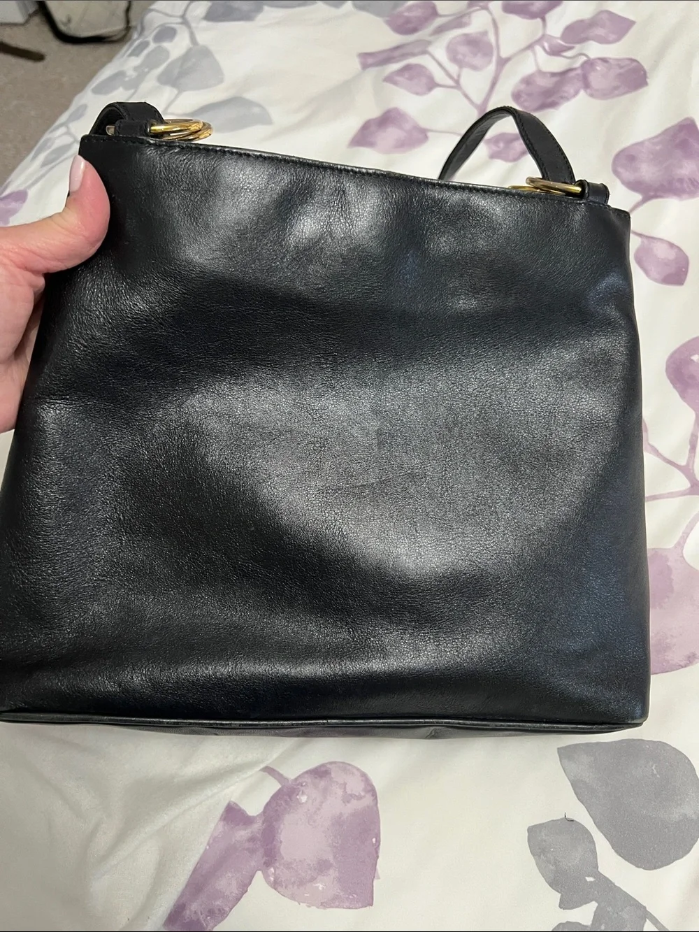 Paloma Picasso Black Leather Shoulder Bag with Gold Accent X Logo